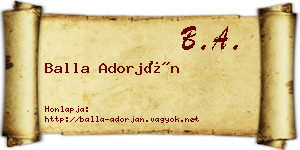 Balla Adorján névjegykártya